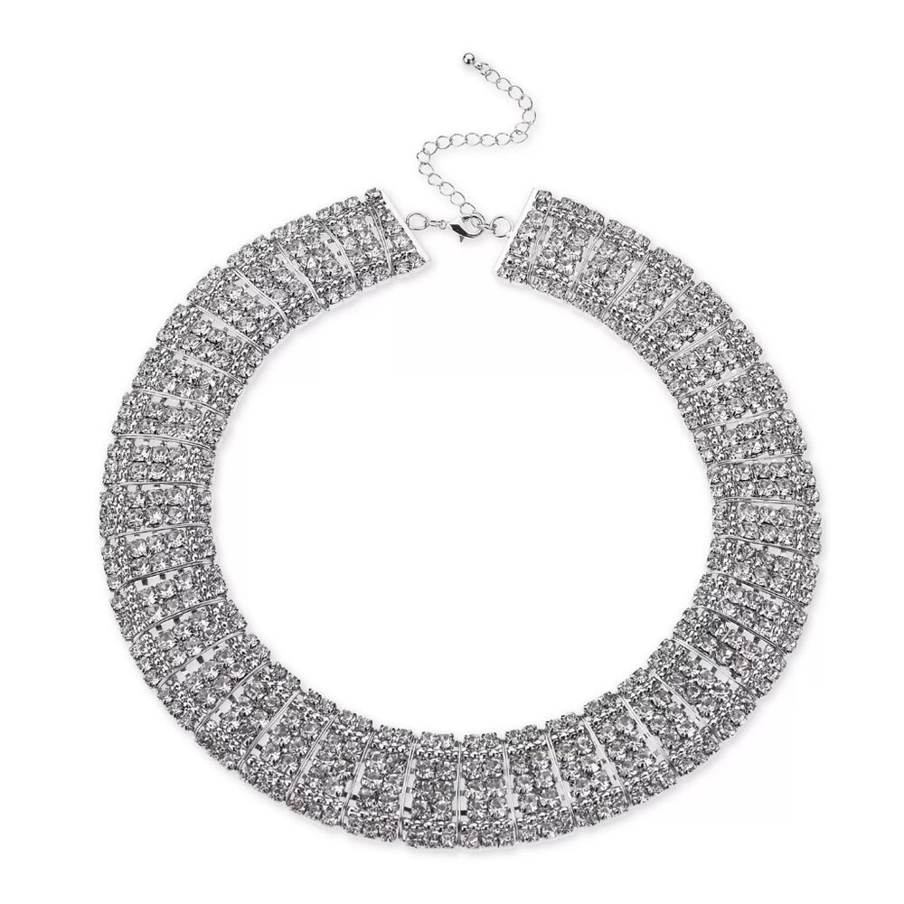 I.N.C. International Concepts Silver-Tone Crystal Multi-Row Choker Necklace